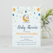 Cute Baby Boy, Stars Baby shower Kaart (Staand voorkant)