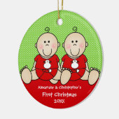 Cute Baby Boy Twin's First Kerstversiering Keramisch Ornament (Links)