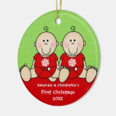 Cute Baby Boy Twin's First Kerstversiering Keramisch Ornament (Links)