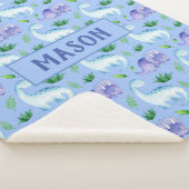 Cute Baby Boy Waterverf Dinosaur Persoonlijk Sherpa Deken (3/4)