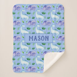 Cute Baby Boy Waterverf Dinosaur Persoonlijk Sherpa Deken
