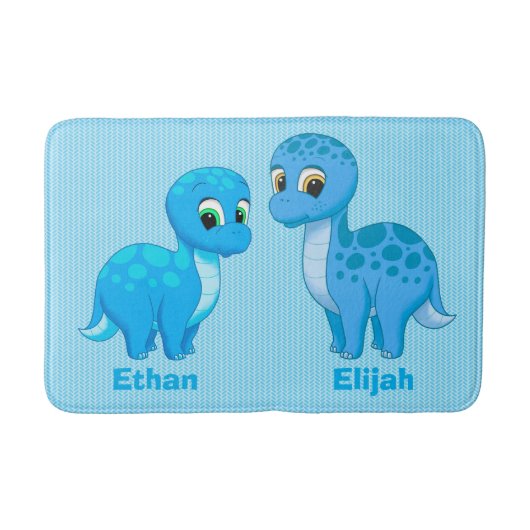 Cute Baby Brother Blue Dinosaurs Badmat (Voorkant)