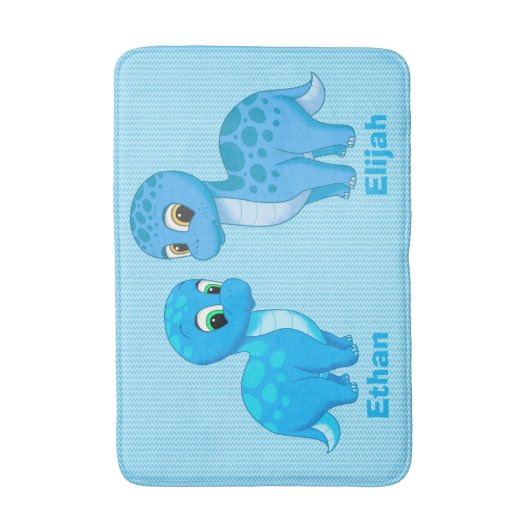 Cute Baby Brother Blue Dinosaurs Badmat (Voorkant Verticaal)