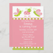 Cute Baby Bugs Birthday Invitation Kaart (Voorkant / Achterkant)