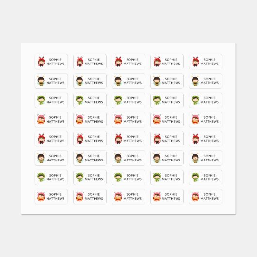 Cute Baby Bugs Custom Personalized Name Clothing Labels (Vel)