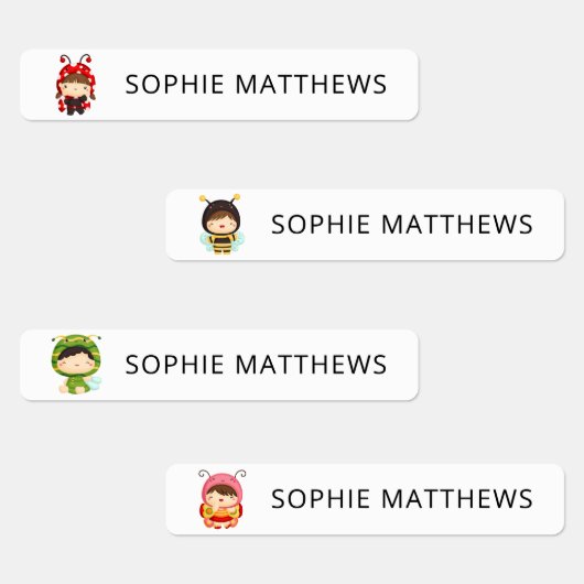 Cute Baby Bugs Custom Personalized Name Clothing Labels (Groep)