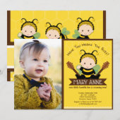 Cute Baby Bumble bee Honey bee 1e verjaardag Foto Kaart (Voorkant / Achterkant)