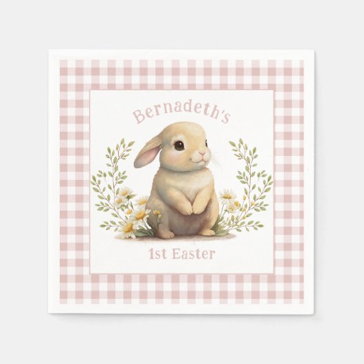 Cute Baby Bunny 1st Paasfeest Servet (Voorkant)