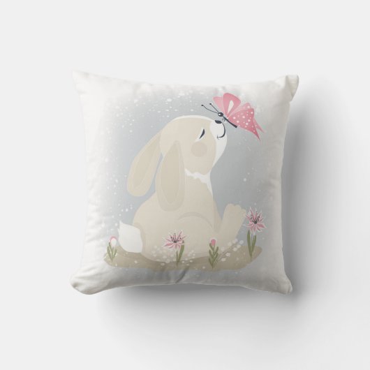Cute baby Bunny en vlinder. Buitenkussen (Voorkant)
