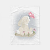 Cute baby Bunny en vlinder. Fleece Deken (Voorkant)
