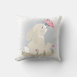 Cute baby Bunny en vlinder. Kussen