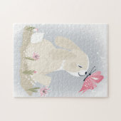 Cute baby Bunny en vlinder. Legpuzzel (Horizontaal)