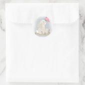 Cute baby Bunny en vlinder. Ronde Sticker (Tas)