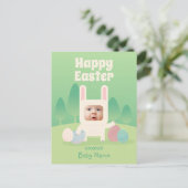 Cute Baby Bunny First Paast Feestdagenkaart (Staand voorkant)
