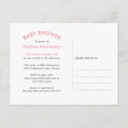 Cute Baby Bunny Floral Wreath Pink Baby shower Uitnodiging Briefkaart (Achterkant)