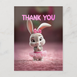Cute Baby Bunny Girl in Pink Tutu Thank You Briefkaart