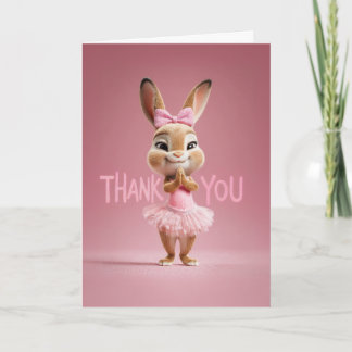 Cute Baby Bunny Girl in Pink Tutu Thank You Kaart