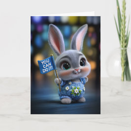 Cute Baby Bunny in Blue Overalls "You Can Do It" Kaart