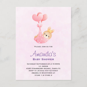Cute Baby Bunny in een Baby shower van de Hart Bla Briefkaart