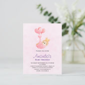 Cute Baby Bunny in een Baby shower van de Hart Bla Briefkaart (Staand voorkant)