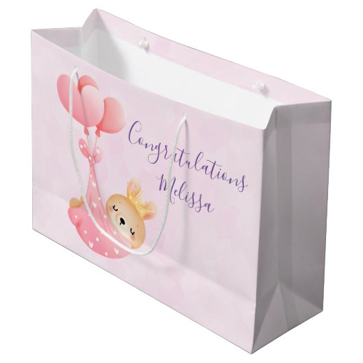 Cute Baby Bunny in een Baby shower van de Hart Bla Groot Cadeauzakje (Voorkant Gekanteld)