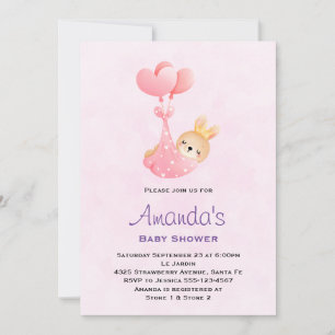 Cute Baby Bunny in een Baby shower van de Hart Bla Kaart
