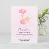 Cute Baby Bunny in een Baby shower van de Hart Bla Kaart (Staand voorkant)