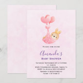 Cute Baby Bunny in een Baby shower van de Hart Bla Kaart (Voorkant / Achterkant)