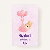 Cute Baby Bunny in een hartenbak Badge (Voorkant)