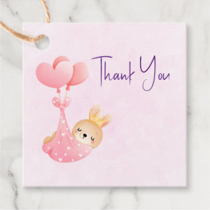 Cute Baby Bunny in een hartenbak Bedankjes Labels