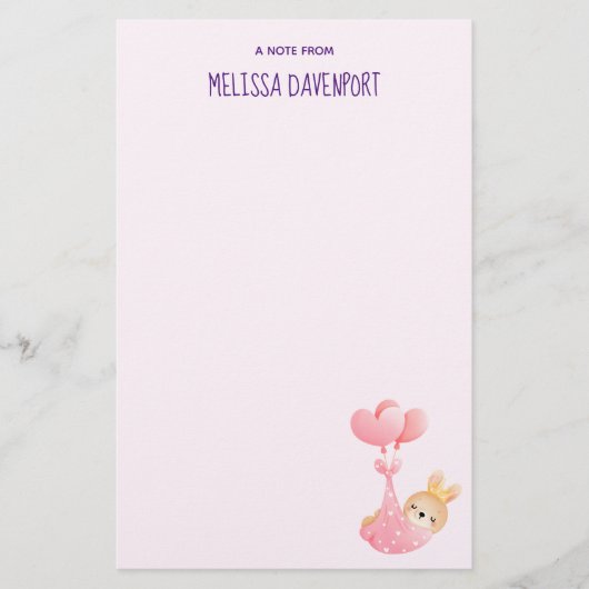 Cute Baby Bunny in een hartenbak Briefpapier (Voorkant)