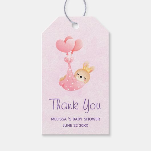 Cute Baby Bunny in een hartenbak Cadeaulabel (Voorkant)