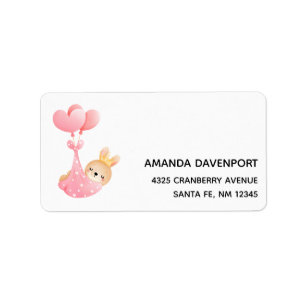 Cute Baby Bunny in een hartenbak Etiket