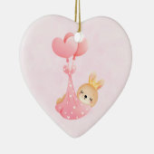 Cute Baby Bunny in een hartenbak Keramisch Ornament (Rechts)