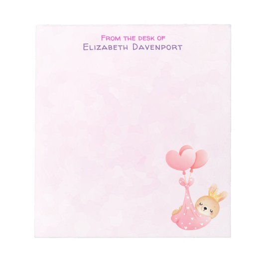 Cute Baby Bunny in een hartenbak Notitieblok (Voorkant)