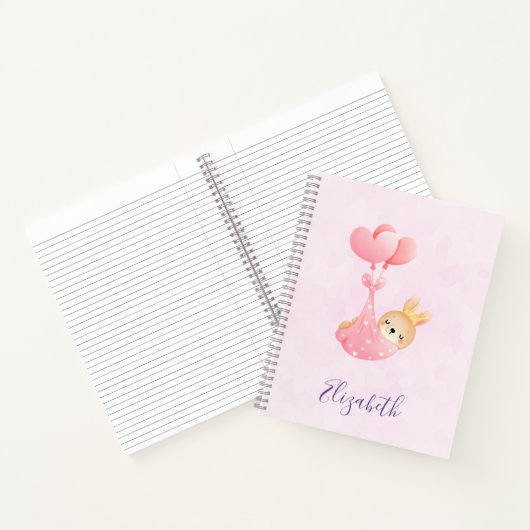 Cute Baby Bunny in een hartenbak Notitieboek (Binnen)