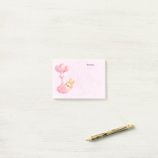 Cute Baby Bunny in een hartenbak Post-it® Notes (Op bureau)