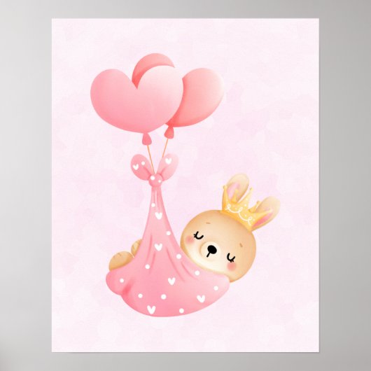 Cute Baby Bunny in een hartenbak Poster (Voorkant)