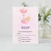 Cute Baby Bunny in een hartenbak RSVP Kaartje (Staand voorkant)