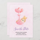 Cute Baby Bunny in een hartenbak Save The Date (Voorkant / Achterkant)