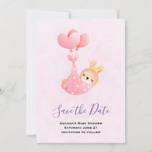 Cute Baby Bunny in een hartenbak Save The Date