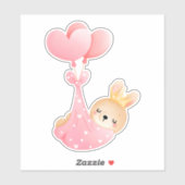 Cute Baby Bunny in een hartenbak Sticker (Vel)