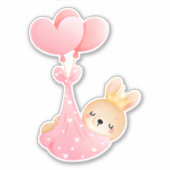 Cute Baby Bunny in een hartenbak Sticker (Voorkant)