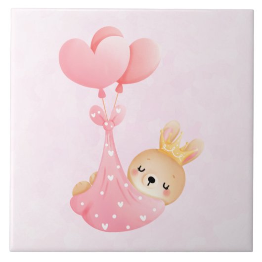 Cute Baby Bunny in een hartenbak Tegeltje (Voorkant)