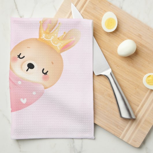 Cute Baby Bunny in een hartenbak Theedoek (Quarter Fold)