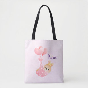 Cute Baby Bunny in een hartenbak Tote Bag