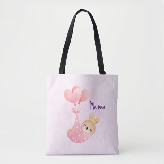Cute Baby Bunny in een hartenbak Tote Bag (Voorkant)