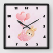 Cute Baby Bunny in een hartenbak Vierkante Klok (Voorkant)