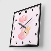 Cute Baby Bunny in een hartenbak Vierkante Klok (Hoek)