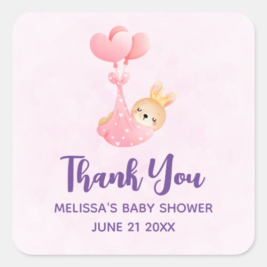 Cute Baby Bunny in een hartenbak Vierkante Sticker (Voorkant)